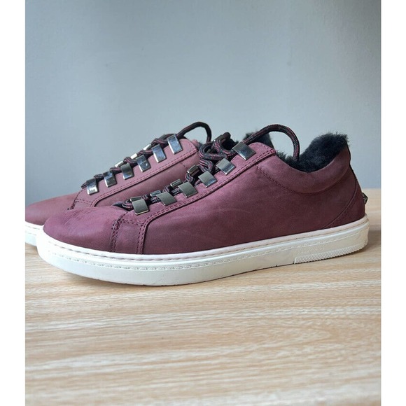 Jimmy Choo Star Studded Rabbit Fur Interior Bordeaux Suede Sneakers Metal Eyelet main image 7